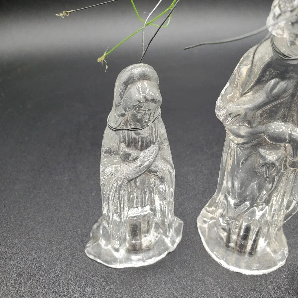 Jesus Mary and Angel Glass and ceramic Vintage Christmas Ornament from estate sa